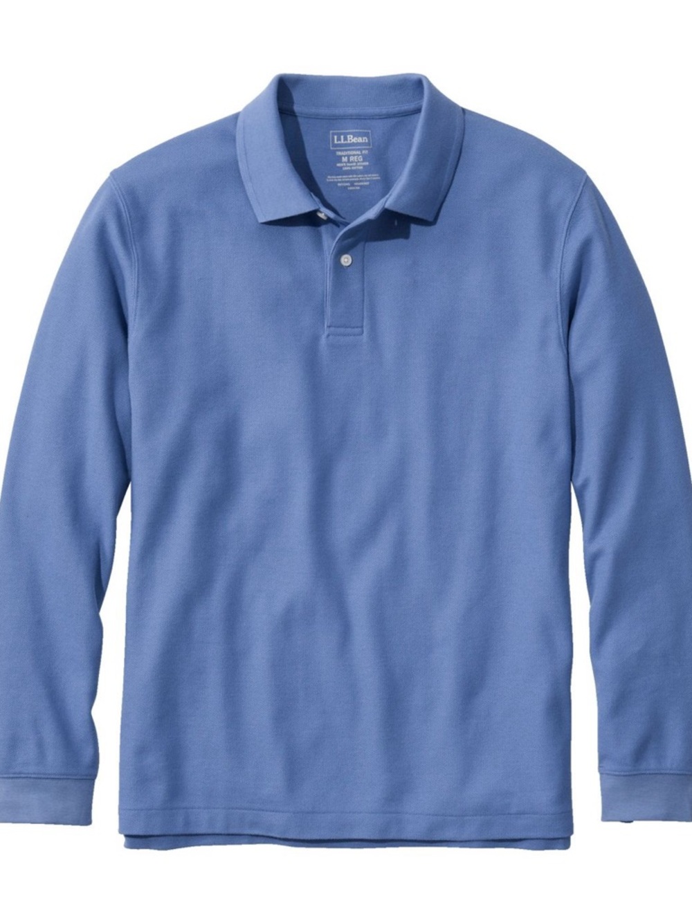 LL Bean Long Sleeve Polo Shirt Mens XL Atlantic Blue Traditional Fit 100% Cotton